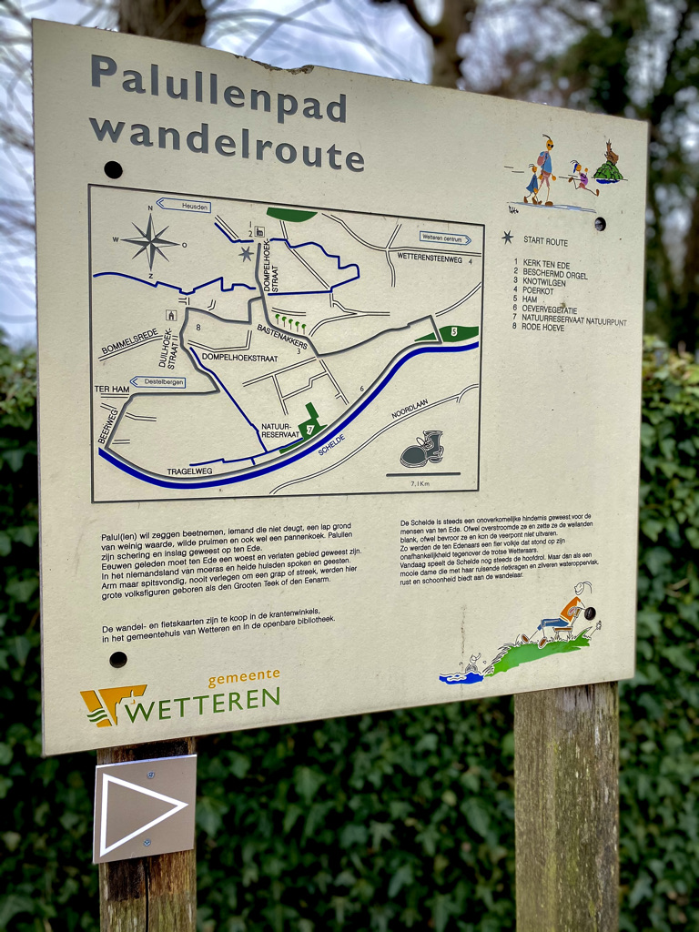 Wetteren Ten Ede Palullenpad wandelroute infobord