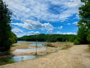 Drijfzand aan de waterplas in het Nationaal Park Hoge Kempen in Eisden (Maasmechelen)